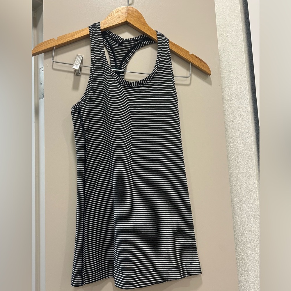 Lululemon Black and White Striped Tank Top